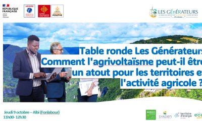 09 octobre 2025 : l'enregistrement de la table ronde "Agriculture et énergie : Comment l'agrivoltaïsme peut-il être un atout pour les territoires et l'activité agricole ?" (Journée inter réseaux : 3e Locales TOTEn & Les GEnERATEURS Occitanie « Territoires résilients et agriculture ») est disponible.